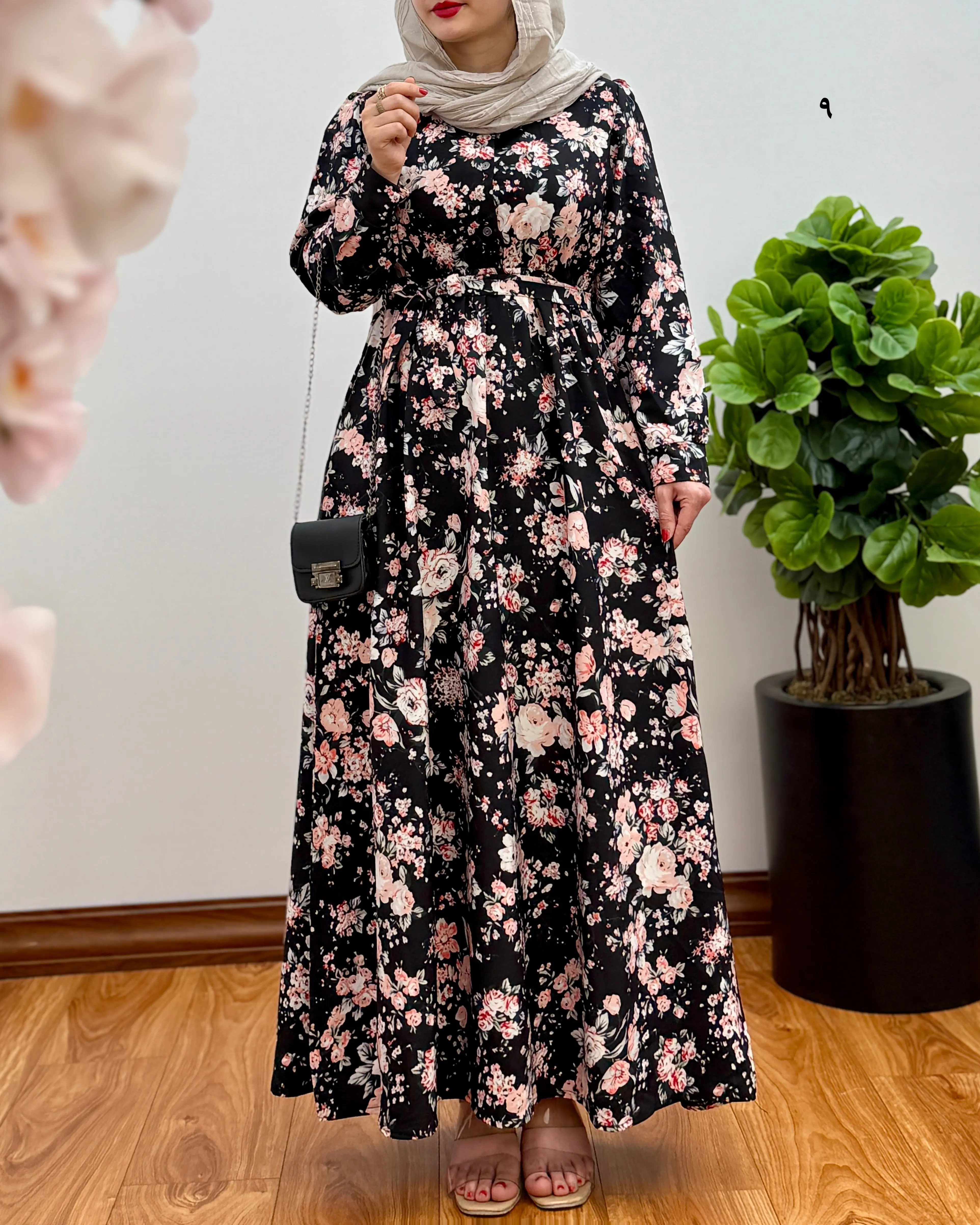 پیراهن ساحلی کرپ گلدار مدل بهار